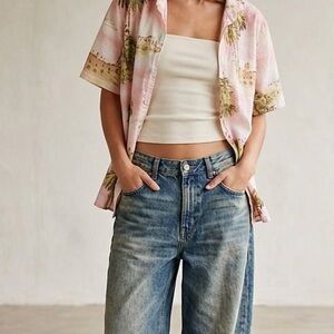 Tori Richard Pink and Green Tropical Button Down Shirt